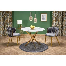 ROUND TABLE RAYMOND 2, TOP - WHITE MARBLE, LEGS - GOLD